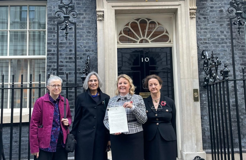 Presenting the petition at Downing Street