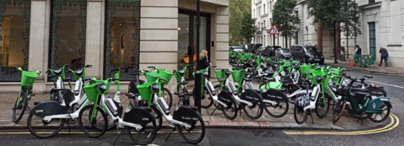 Picture of dockless bikes