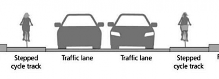 Photo of how road can be designed to include a cycle lane