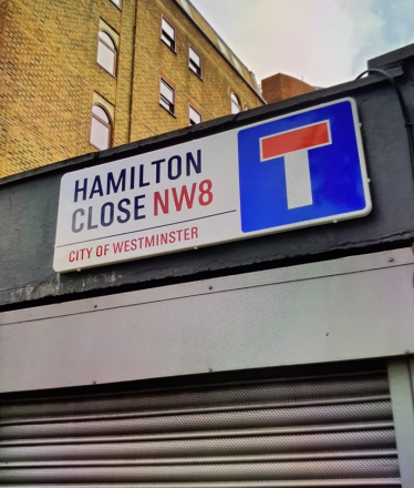 The new road sign on Hamilton Close